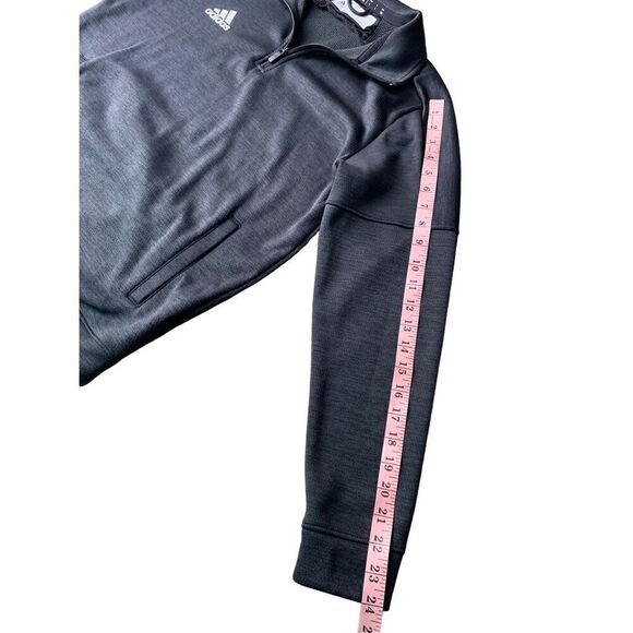 Adidas Climalite Gray 1/4 Zip Collated Training Fleece Sweatshirt - Picture 7 of 8